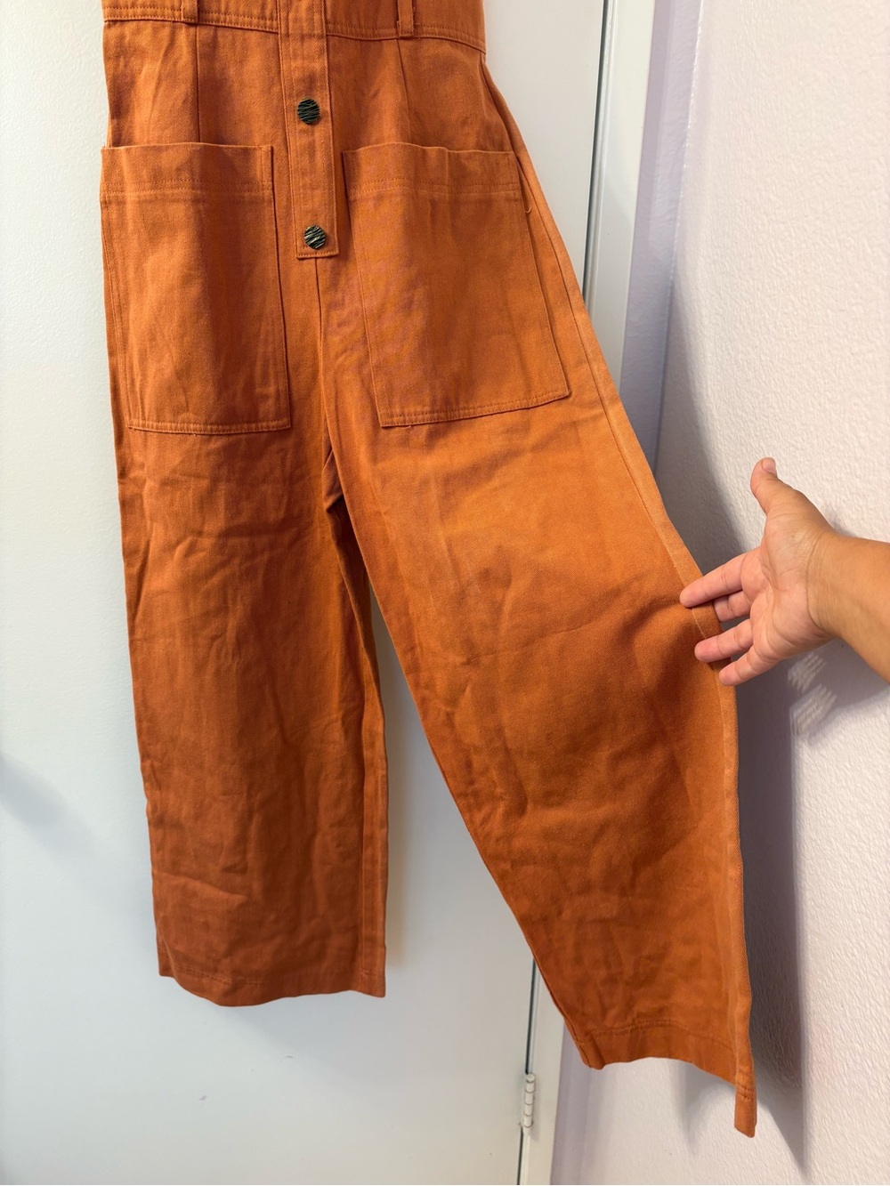 Storia Small Braided Strap Button-Front Rust Jumpsuit PTP 16 NWOT - Picture 2 of 9